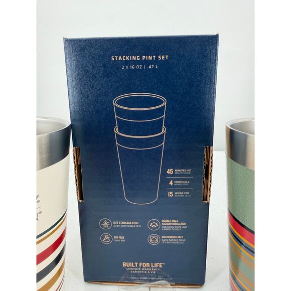 NEW STANLEY×PENDLETON Stacking Vacuum Pint Glass Tumbler Set Stainless Steel - Picture 4 of 9